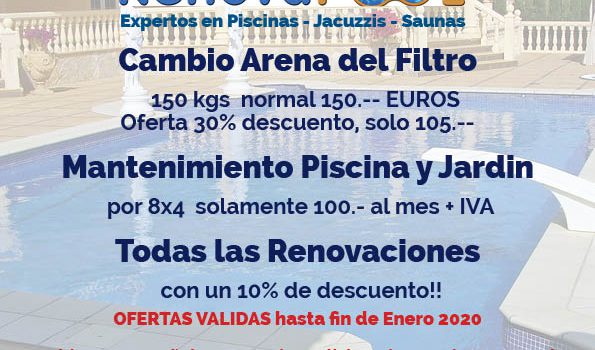 Ofertas especiales de mantenimiento piscinas y renovaciones en la Costa Blanca